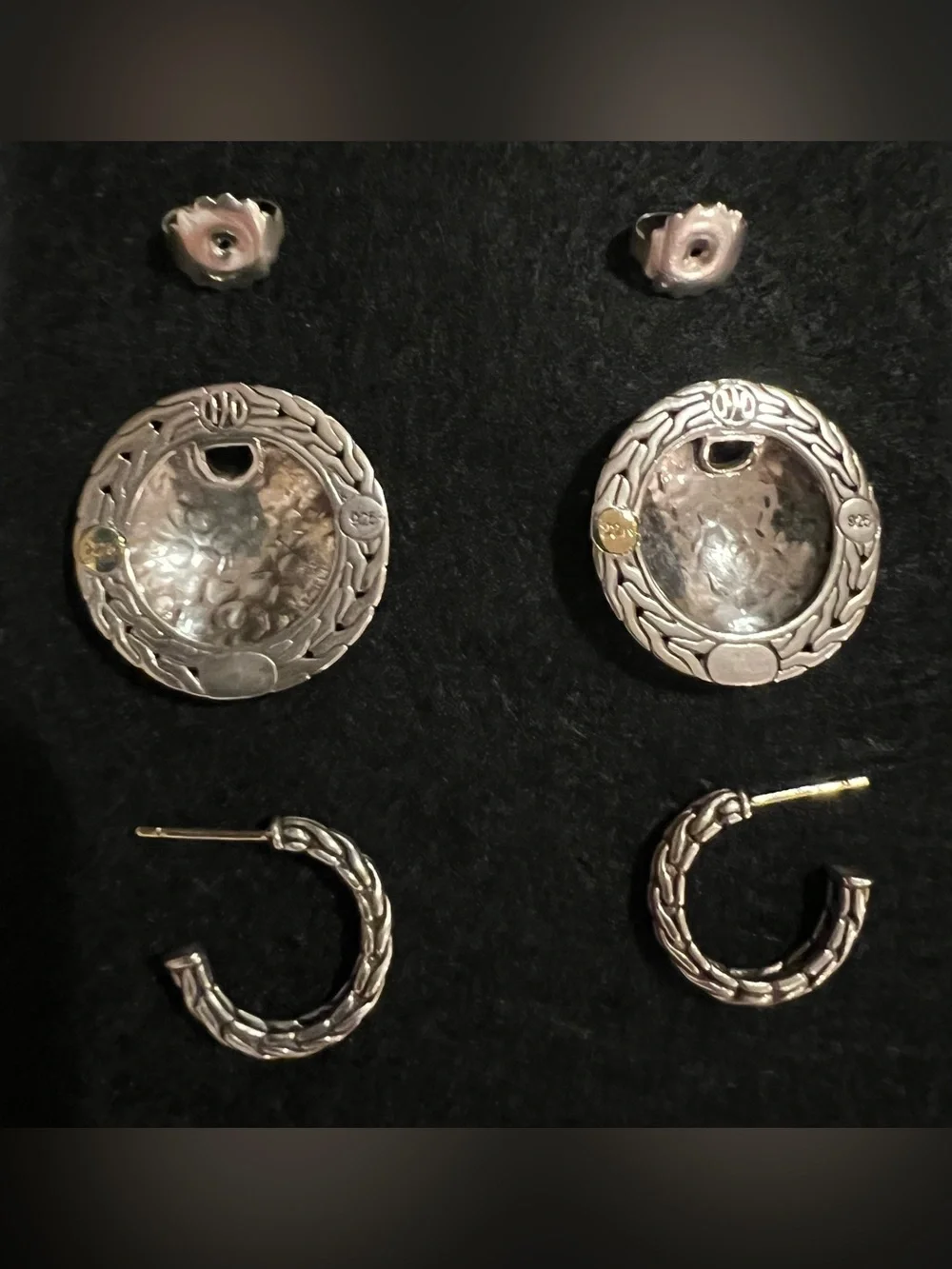 John Hardy Palu Disc Hoop Drop Earrings | 925 Sterling Silver & 22K Yellow Gold
